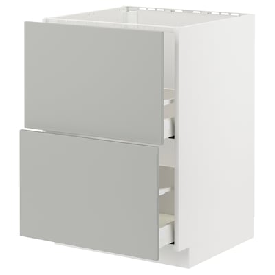 METOD kitchen unit, light grey, modern rectangular design with two drawers, sleek and minimalist.