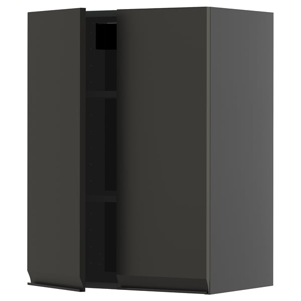 Black METOD kitchen cabinet, modern, square shape, matte black doors with sleek handles.