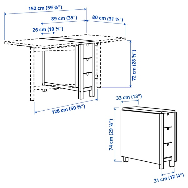 Illustration with measurements for the product: NORDEN.
