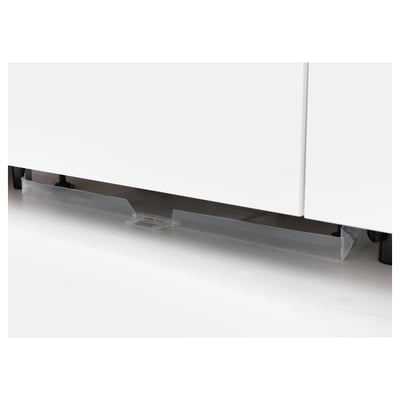 Clear plastic floor protector under dishwasher.