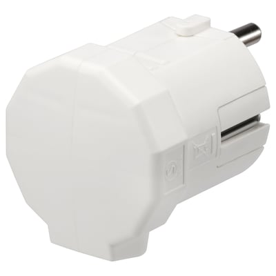 White NYTTIG electric plug, made of polypropylene, angled design.