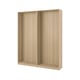 Ikea PAX: light wood wardrobe frame, minimalist design, adjustable feet.