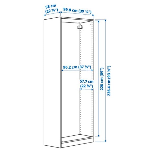 Illustration with measurements for the product: PAX.