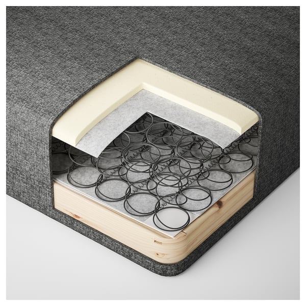 RANDÅSEN Bonnell spring mattress base, medium firm/Bremanger grey, 90x200x23 cm