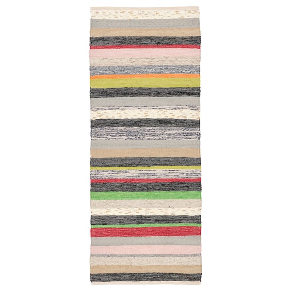 Handwoven RANGSTRUP rug, multicoloured stripes, cotton.