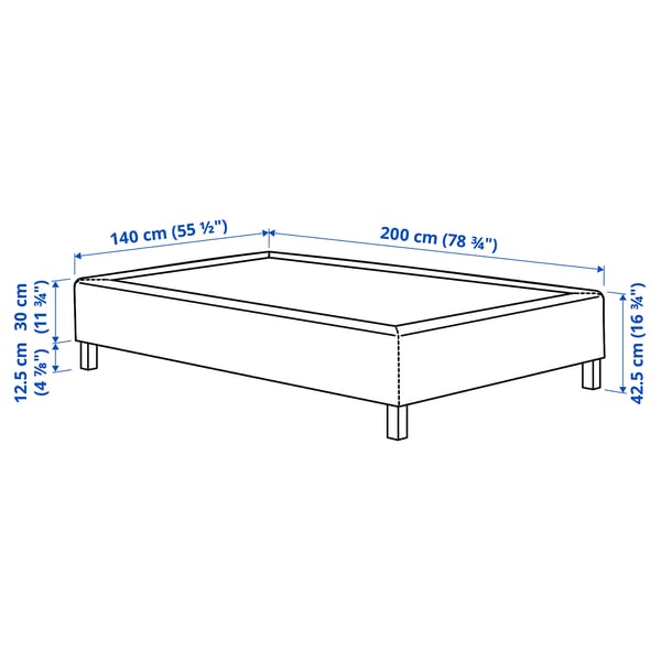 RENFJÄLLET Pocket spring mattress base, incl leg medium firm/Tibbleby beige/grey, 140x200 cm