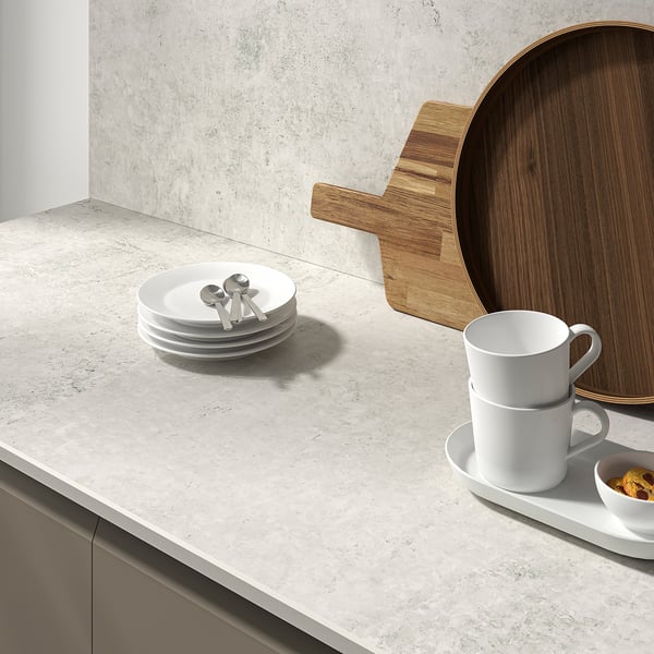 RUNSBÄCK Custom made wall panel, white/grey concrete effect/high pressure porcelain, 1 m²x1.2 cm