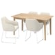 The SKANSNÄS set a light wood dining table and four upholstered chairs with armrests, combining modern design with comfort.