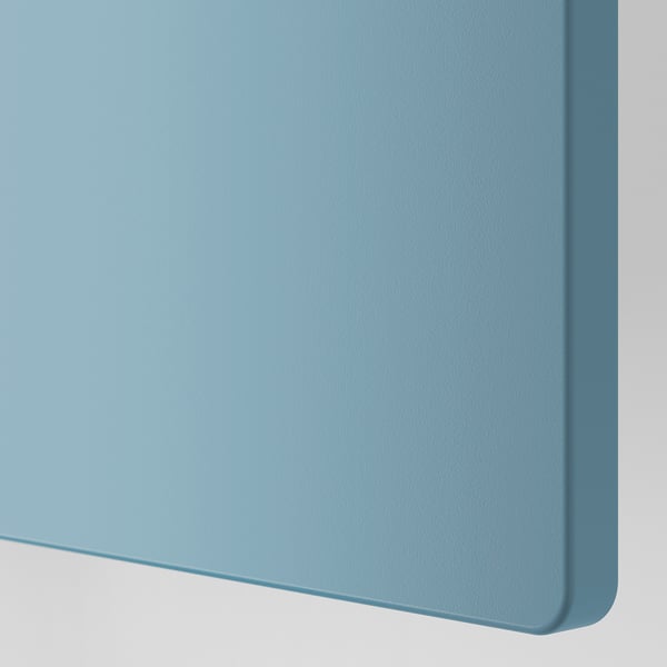 Close-up of light blue kids wardrobe showing smooth, even surface and clean finish.