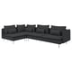 SÖDERHAMN dark grey l-shaped sofa, modern & deep-seated, black cushions, metal legs, cosy & stylish.