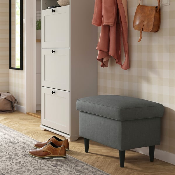 STRANDMON Footstool with storage, Nordvalla dark grey