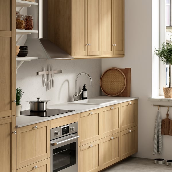 TÄRNHULT Custom made wall panel, light beige limestone effect/glass composite, 1 m²x1.2 cm
