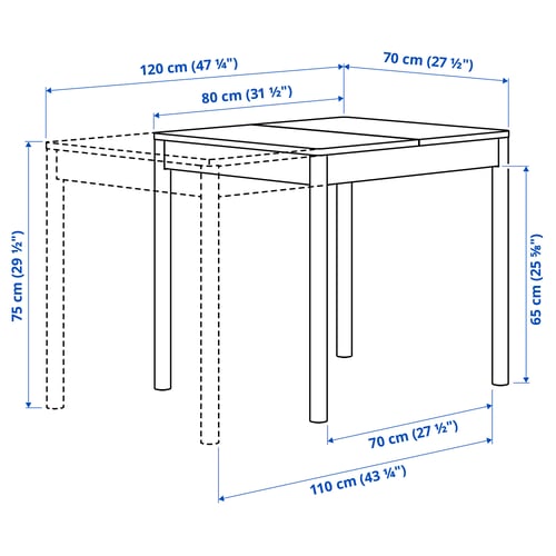 TONSTAD Extendable table, brown stained oak veneer, 80/120x70 cm