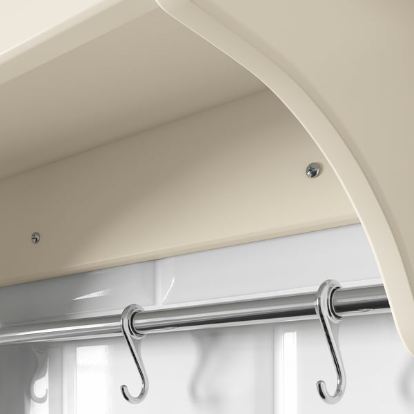 Kitchen shelf with strong metal hooks, high-quality finish.