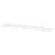 A TRANHULT white wall shelf made of solid wood with a smooth and bevelled edge.