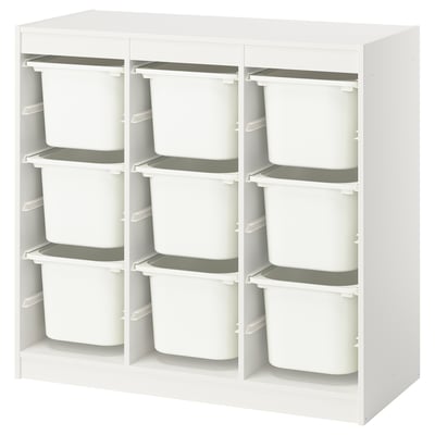 TROFAST Storage combination with boxes, room divider/white white, 99x44x94 cm