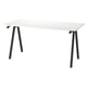 A white TROTTEN desk with black metal a-frame legs, offering a sturdy and modern design.
