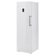 White upright freezer with touch control panel and led light.