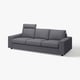A grey VIMLE sofa with a modern design, featuring wide armrests and cushioned headrests.