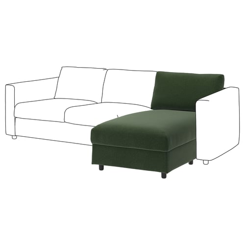 VIMLE Chaise longue section, Johanneshov dark green