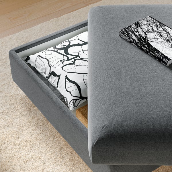 VIMLE Footstool with storage, Johanneshov dark grey
