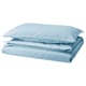 A light blue ÄNGSLILJA duvet cover set, featuring a soft, rectangular design made of pre-washed cotton.