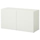 A white BESTÅ storage unit. Its rectangular, with a simple, modern design. Made from particleboard and fiberboard, it smooth surfaces and clean lines.