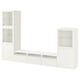 Modern white BESTÅ entertainment unit featuring sleek glass doors, spacious shelves, and adjustable compartments for organised storage.