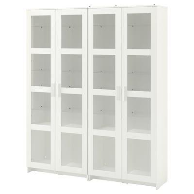 BRIMNES white display cabinet, clean design, glass doors, adjustable shelves.
