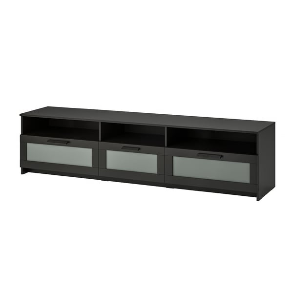 BRIMNES TV bench, black, 216x41x54 cm