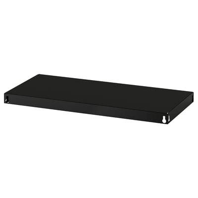 A black BROR heavy-duty metal shelf, rectangular in shape, with a smooth finish and wall-mounted brackets, designed for sturdy storage.