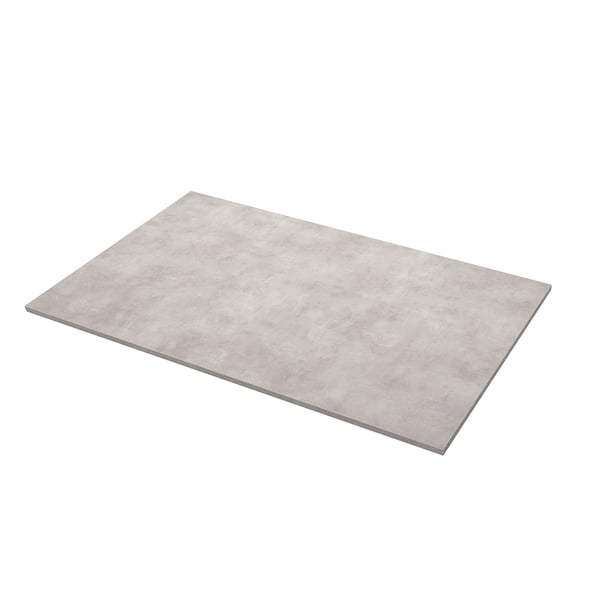 Depicts an EKBACKEN laminate worktop in grey, rectangular, with smooth edges.