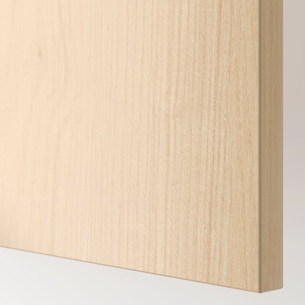 Close-up of smooth, light ash wooden surface, showcasing its natural, even grain and high-quality finish.