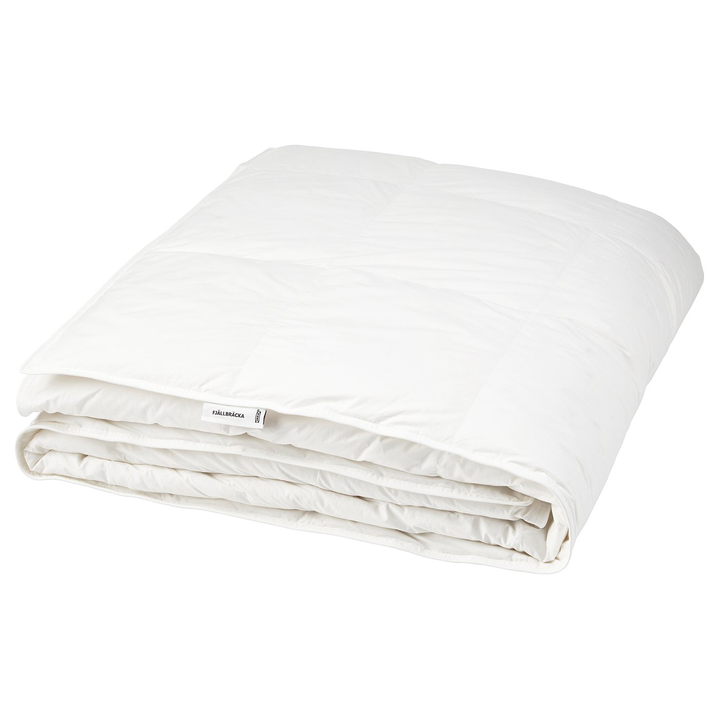 Fjällbracka white duvet, soft and warm, stitched inner walls for extra warmth. Made of 100% cotton, filled with duck down and feathers.