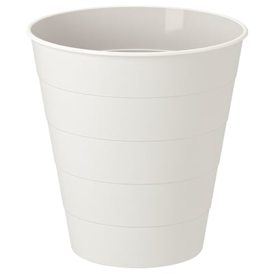 FNISS white cup, plastic, round design, vertical lines.