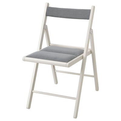 White folding chair: FRÖSVI; comfortable, eco-friendly, space-saving design.
