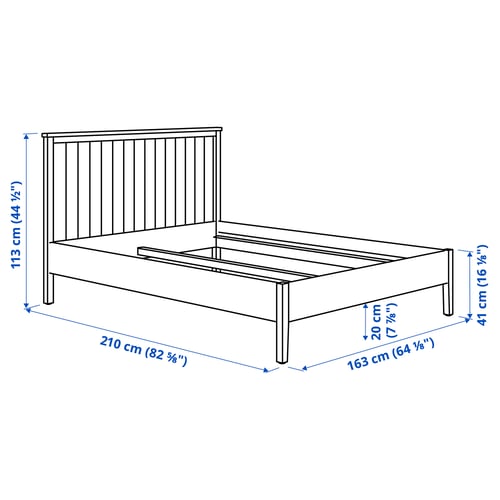 GULLABERG Bed frame, grey, Queen