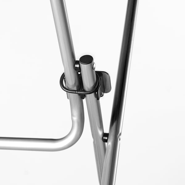 Metal table hinge, sturdy design, metallic finish, folds for space-saving.