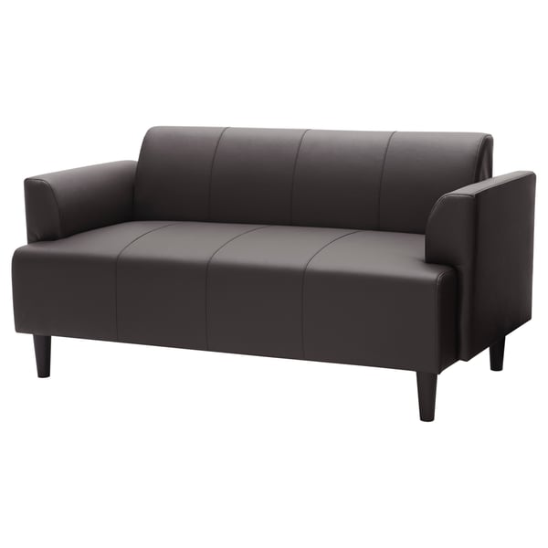 HEMLINGBY small dark brown leather sofa, simple modern design.