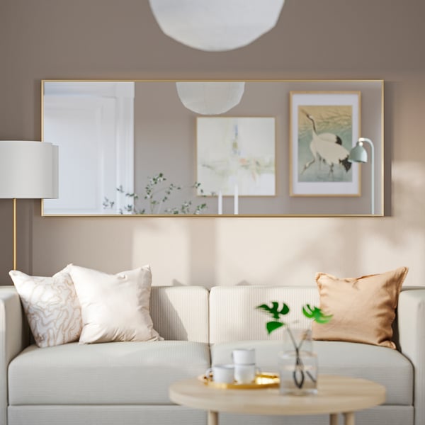 HOVET Mirror, gold-colour, 78x196 cm