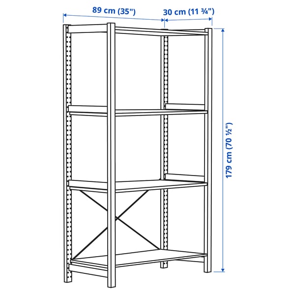 Illustration with measurements for the product: IVAR.