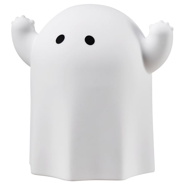 KUSTFYR LED decorative table lamp, ghost/battery-operated white