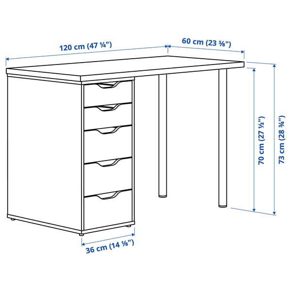 LAGKAPTEN / ALEX Desk, grey/wood effect black, 120x60 cm