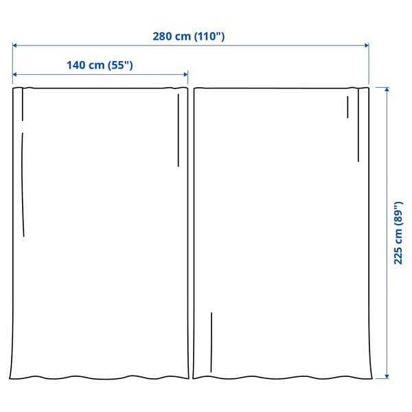 LENDA Curtains with tie-backs, 1 pair, light pink/with heading tape, 140x225 cm