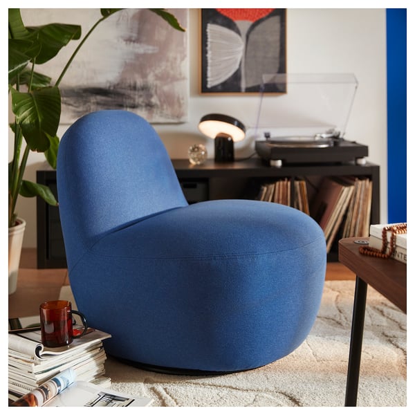 LILLESÄTER Swivel easy chair, Gunnared dark blue