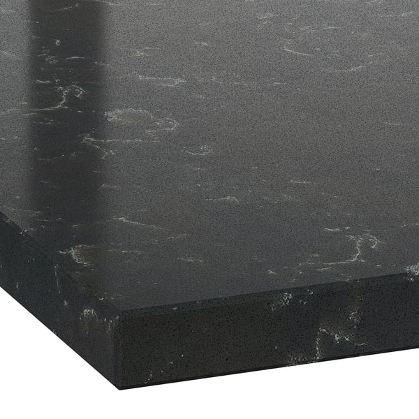 LOCKEBO Custom made worktop, black marble effect/glass composite, 1 m²x4.0 cm