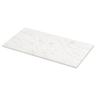 LOCKEBO Custom made worktop, off-white grey marble effect/glass composite, 1 m²x4.0 cm