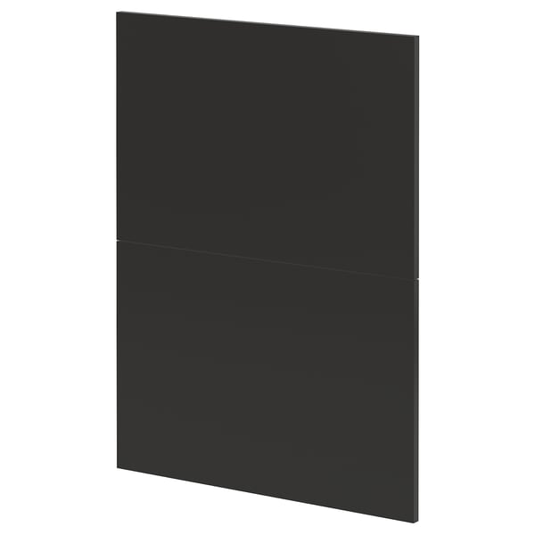 Modern black METOD kitchen cabinet. Square-shaped with sleek design. Made from particleboard and recycled plastic.