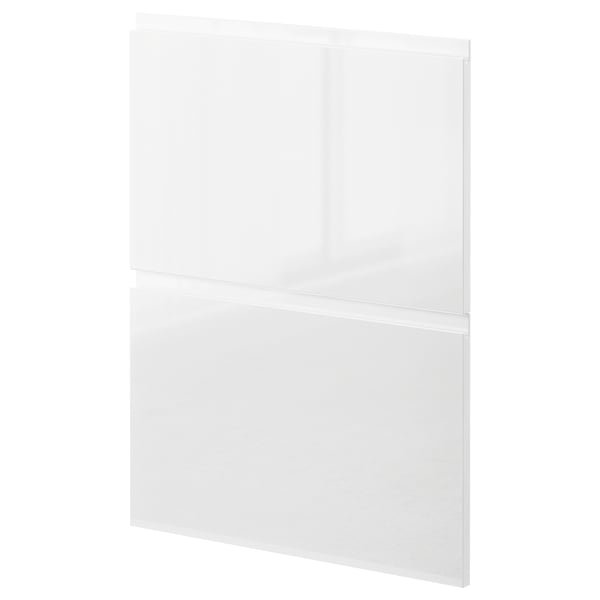 Modern white high gloss kitchen cabinet front panel, rectangular with sleek design.