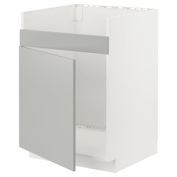 White and grey modern kitchen cabinet, rectangle shape with sleek design.